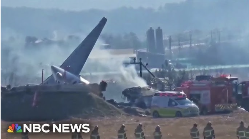 South Korea Jeju Airlines flight 7C 2216 after crashing | Photo cred: NBC NEWS

